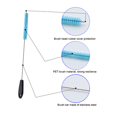 6 Paket Şişe fırçası uzun tutamlı paslanmaz çelik şişe temizleme fırçası
